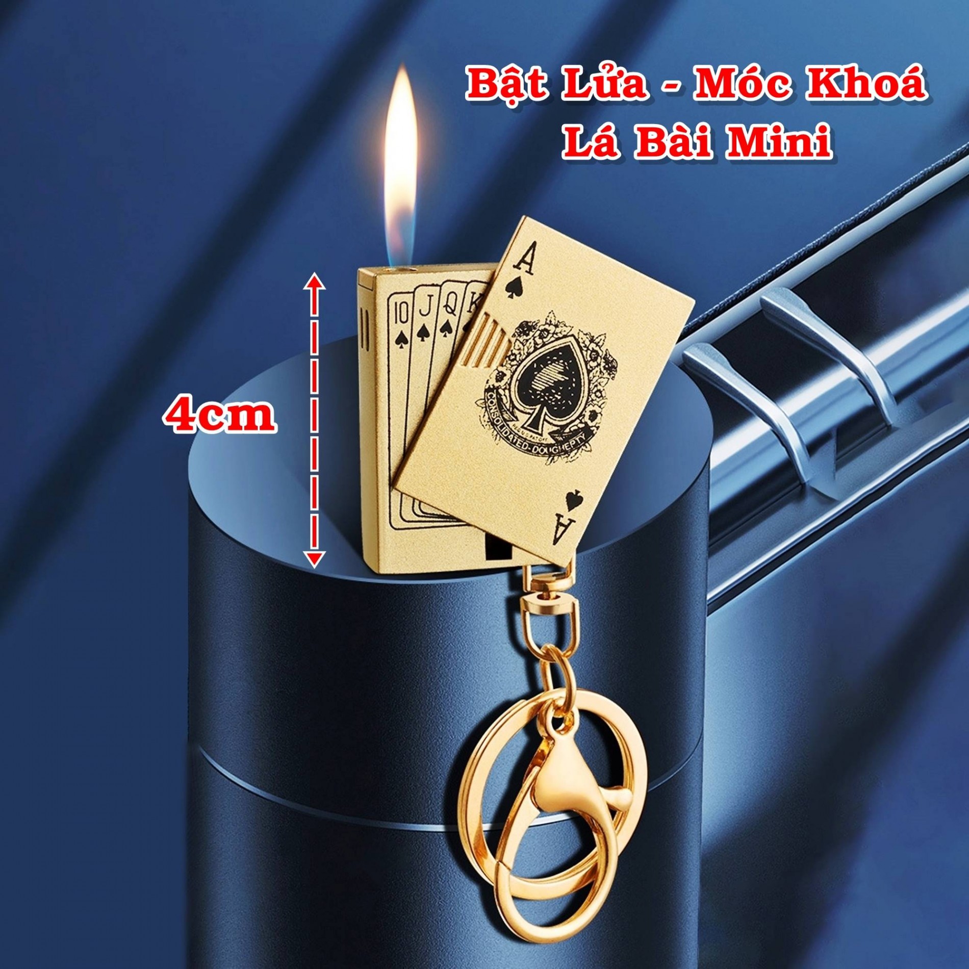 GLBM-BẬT LỬA - MÓC KHÓA HÌNH LÁ BÀI MINI -