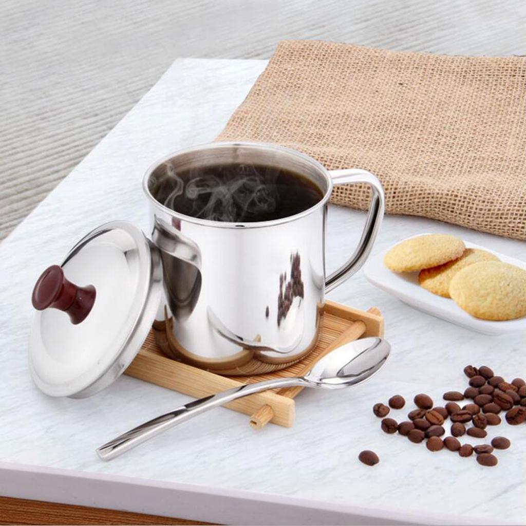 Coffee Mug Drinking Mug Stainless Steel Mug with Lid for Camping Hiking 12cm