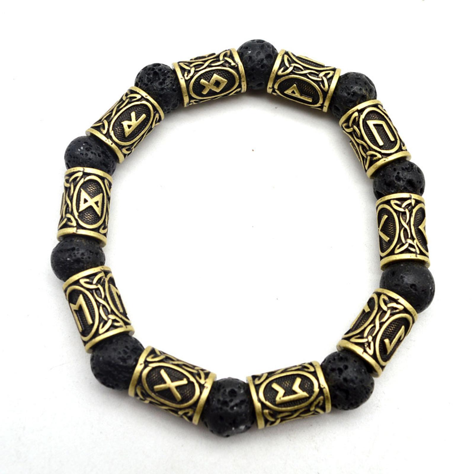 Rune Antique Beads Bracelet  Stone Bangles Accessories for Men