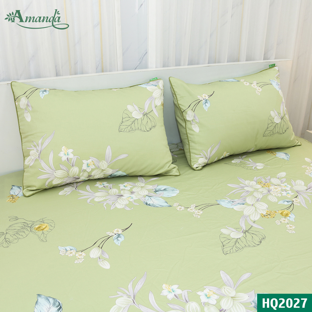 Vỏ Gối Nằm Amanda HQ2027, chất liệu cotton lụa satin Hàn Quốc mềm mịn thoáng mát êm ái cho người dùng