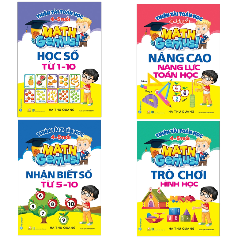 Hình ảnh Combo Thiên Tài Toán Học Dành Cho Trẻ 4-5 Tuổi - 4 Cuốn - Hà Thu Quang - Vanlangbooks