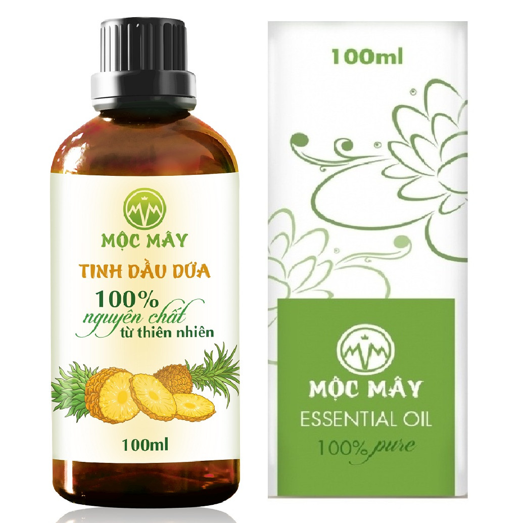 Tinh dầu Dứa (thơm, khớm) 100ml Mộc Mây - tinh dầu thiên nhiên nguyên chất 100% - chất lượng và mùi hương vượt trội - Có kiểm định - Mùi nhiệt đới, mát, ngọt ngào, sản khoái...mùi của tuổi trẻ và sự thư giản