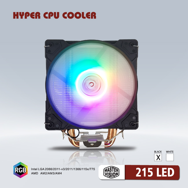 Tản nhiệt CPU VSP 215 [ĐEN] Fan 12CM LED RGB Dùng Cho Tất Cả Socket - Hàng chính hãng TECH VISION phân phối