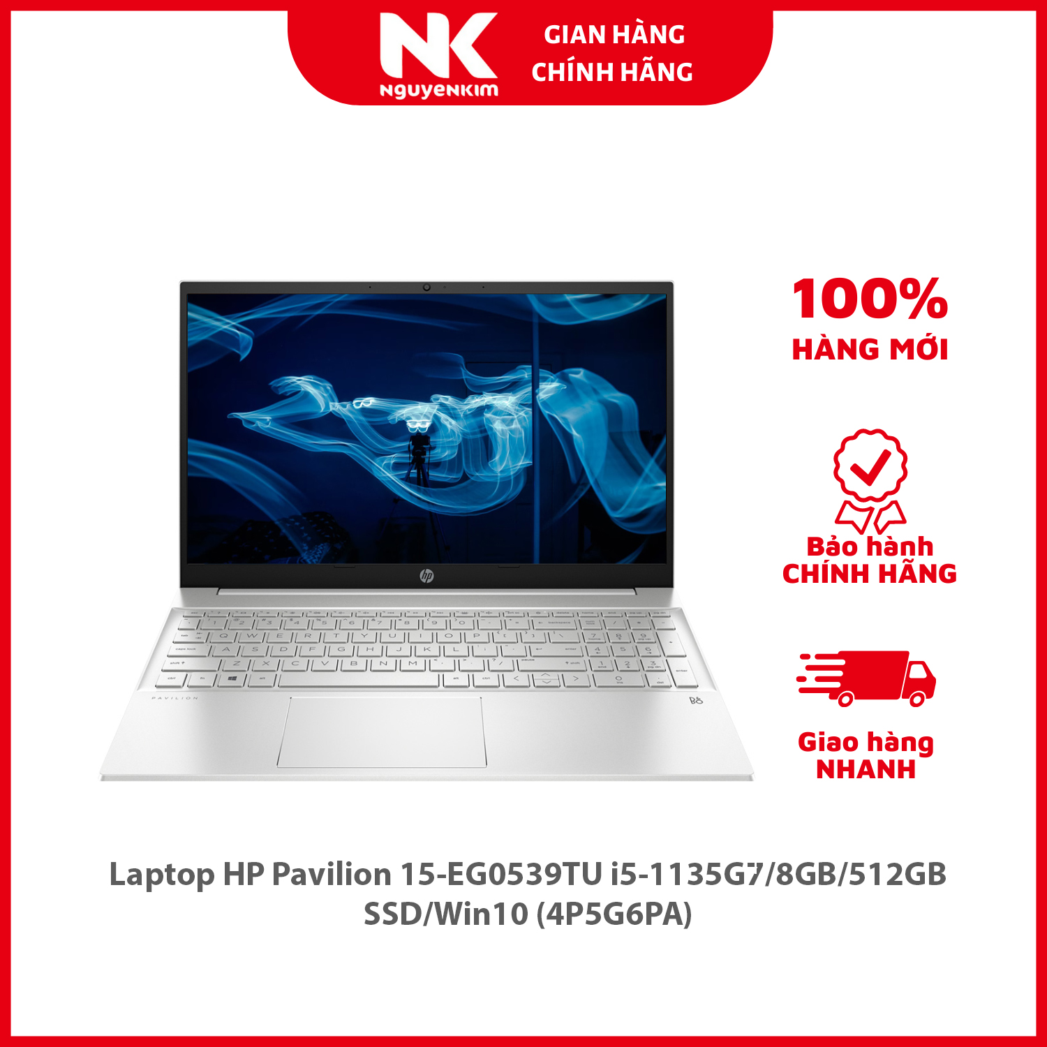 Laptop HP Pavilion 15-eg0539TU 4P5G6PA (Core i5-1135G7/ 8GB DDR4 3200MHz/ 512GB PCIe NVMe M.2 SSD/ 15.6 FHD IPS/ Win10) - Hàng Chính Hãng