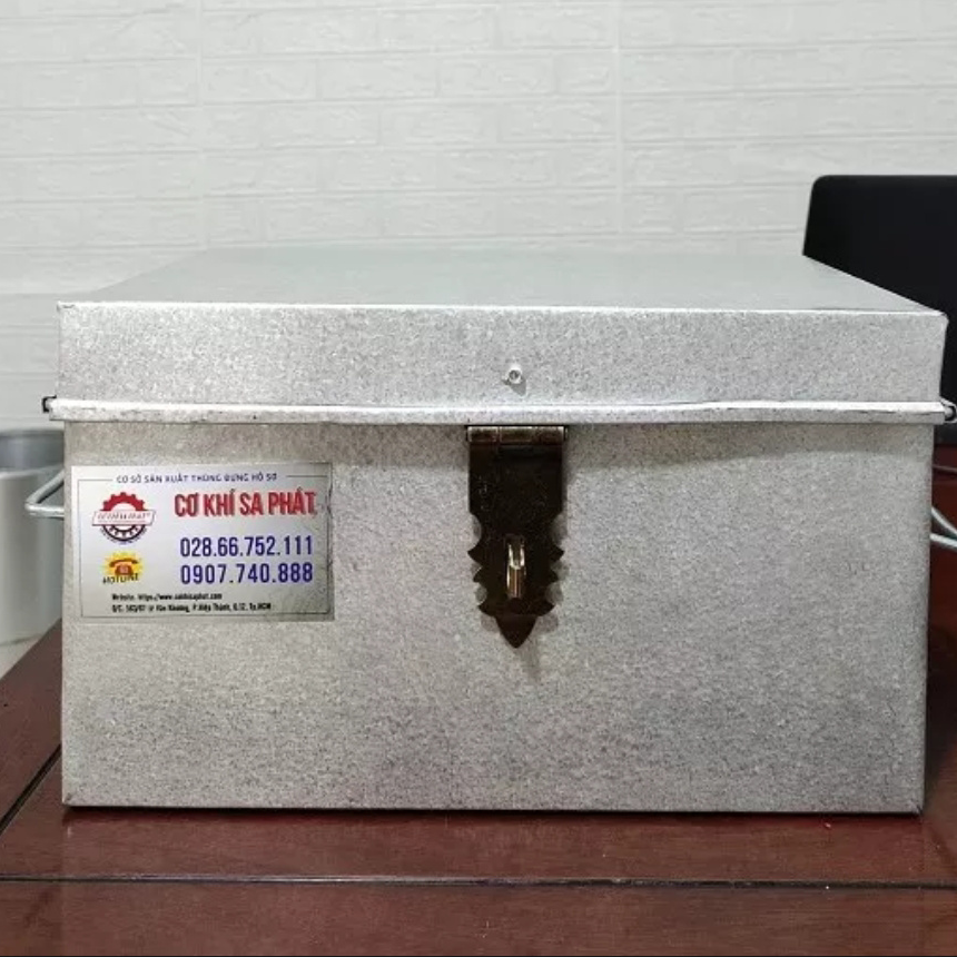 Thùng tôn nhỏ đựng đồ cá nhân, đựng tiền, tặng ổ khóa kt 30x20x15