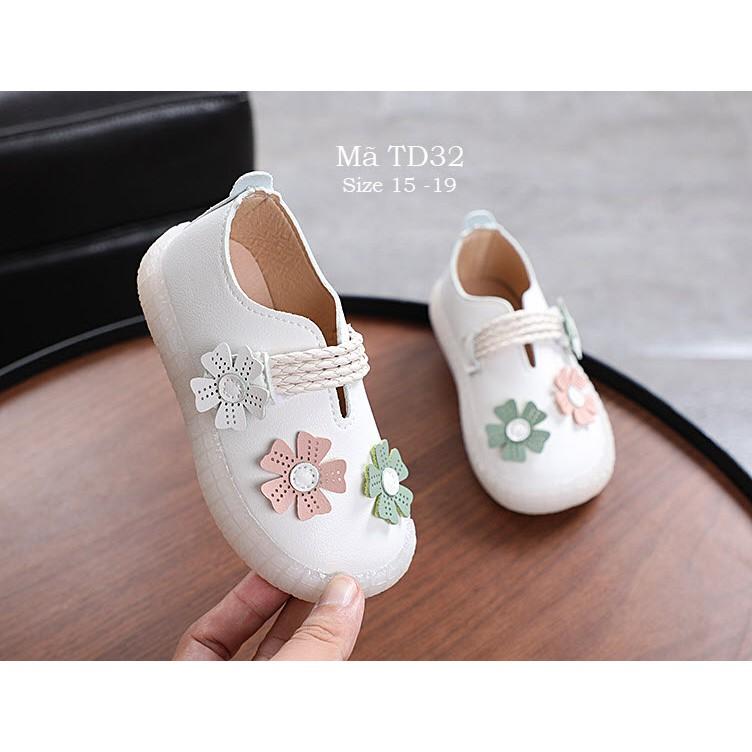 Giày tập đi em bé giày trắng xinh xắn cho bé gái 6 - 18 tháng TD32