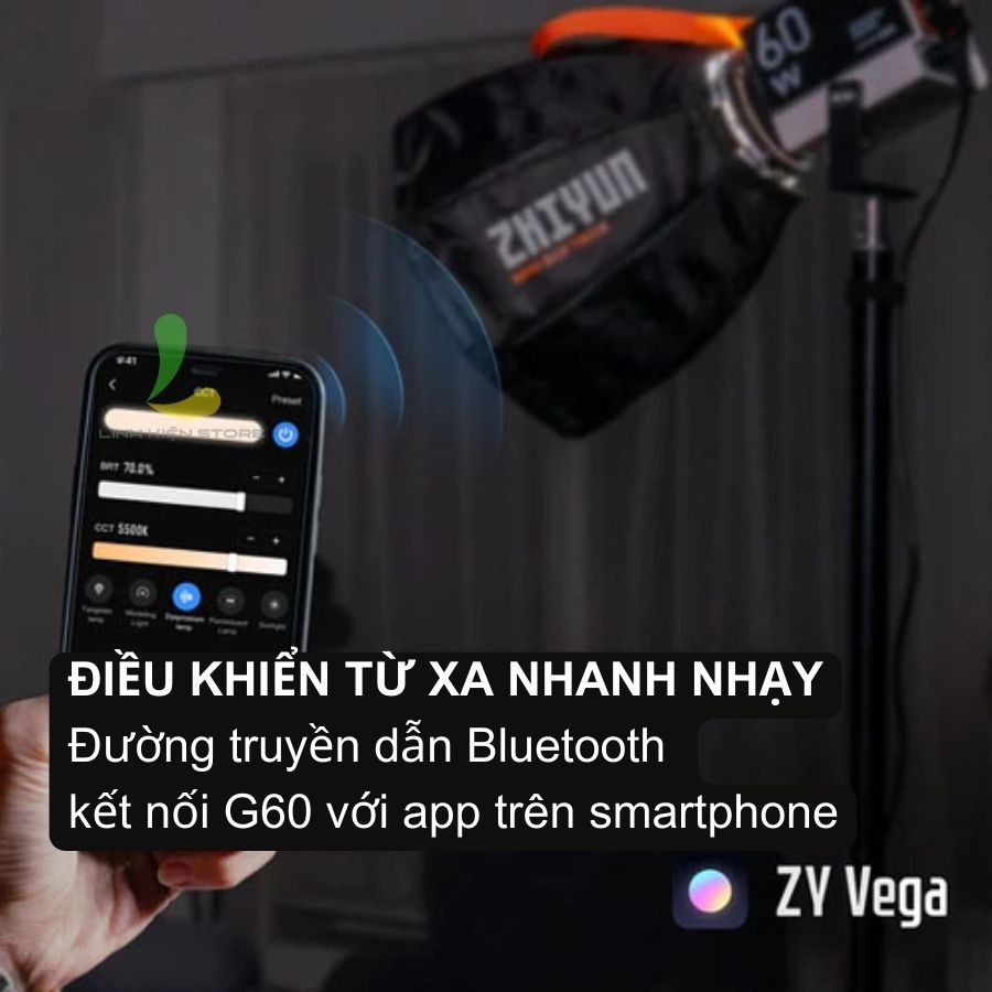 Đèn Led Zhiyun Molus G60 - Đèn cầm tay chuyên dụng cho Studio & sản xuất phim công suất 60W - Hàng nhập khẩu