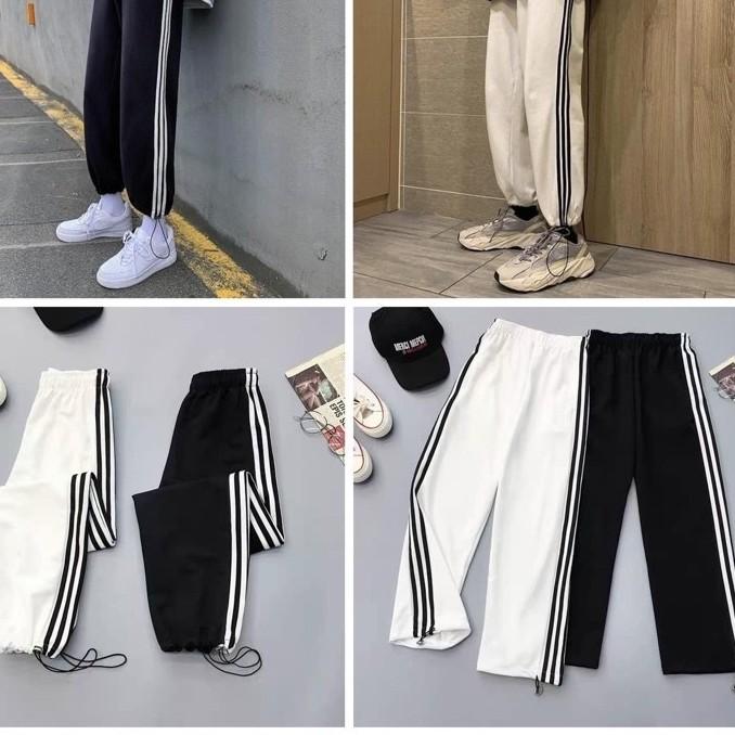 Quần jogger nam nữ 3 sọc,dây rút, thể thao đủ size fom rộng unisex