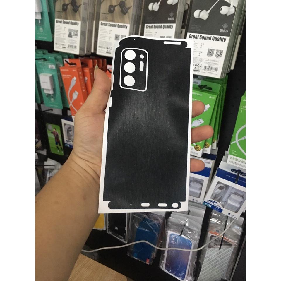 Miếng Dán Skin decal nhôm xước full viền dành cho điện thoại Samsung note 20 / note 20 ultra chống trầy xước, chống bám vân tay..
