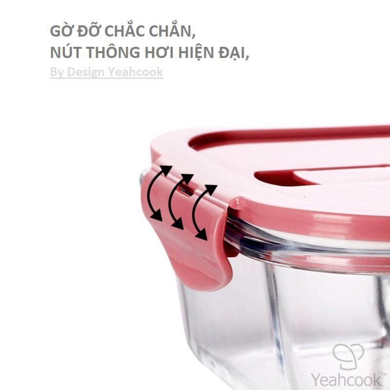 Hộp thủy tinh 2 ngăn CHERRY dung tích 1000ml Hàn Quốc