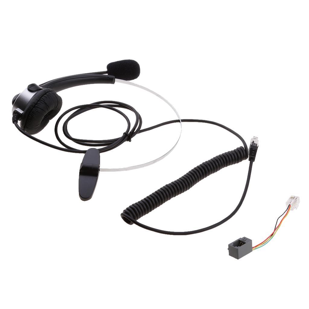 RJ11 Handsfree Call Center Corded Telephone Monaural Headset