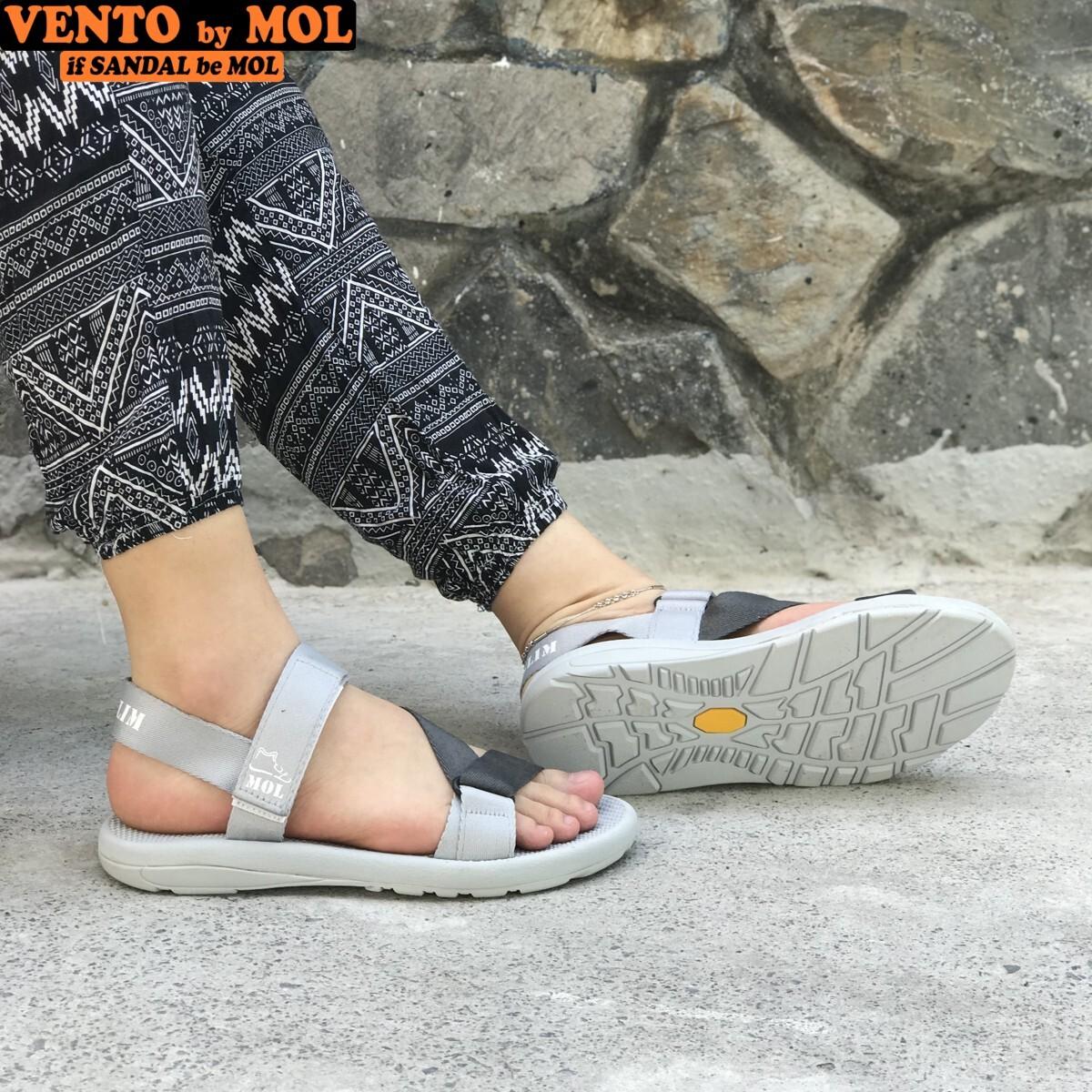 Giày sandal unisex nam nữ quai chéo vải dù đế mõng Slim có quai hậu cố định hiệu MOL mang đi học du lịch MS1166R