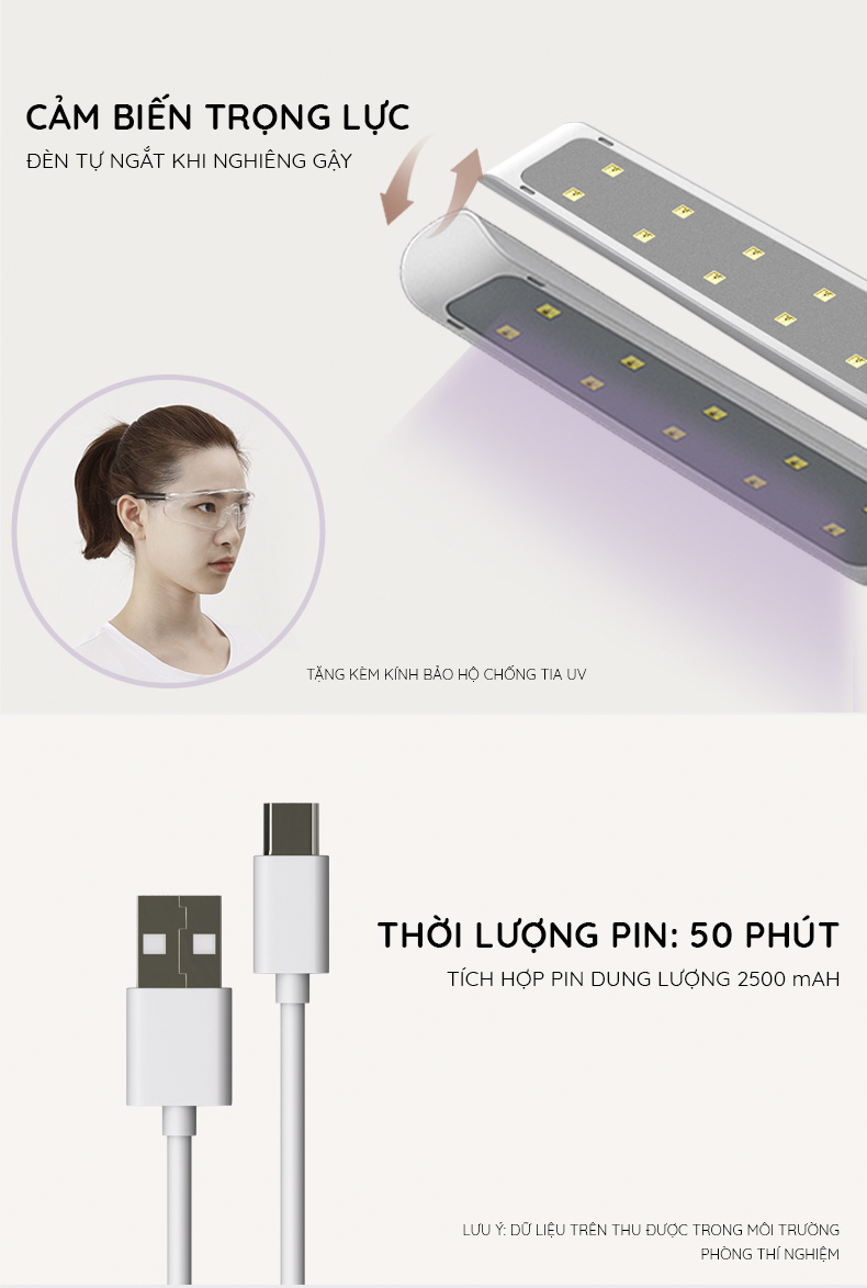 Máy tiệt trùng khử trùng bằng tia UV dạng gậy đa năng có thể gập lại gọn gàng để mang theo khi đi du lịch