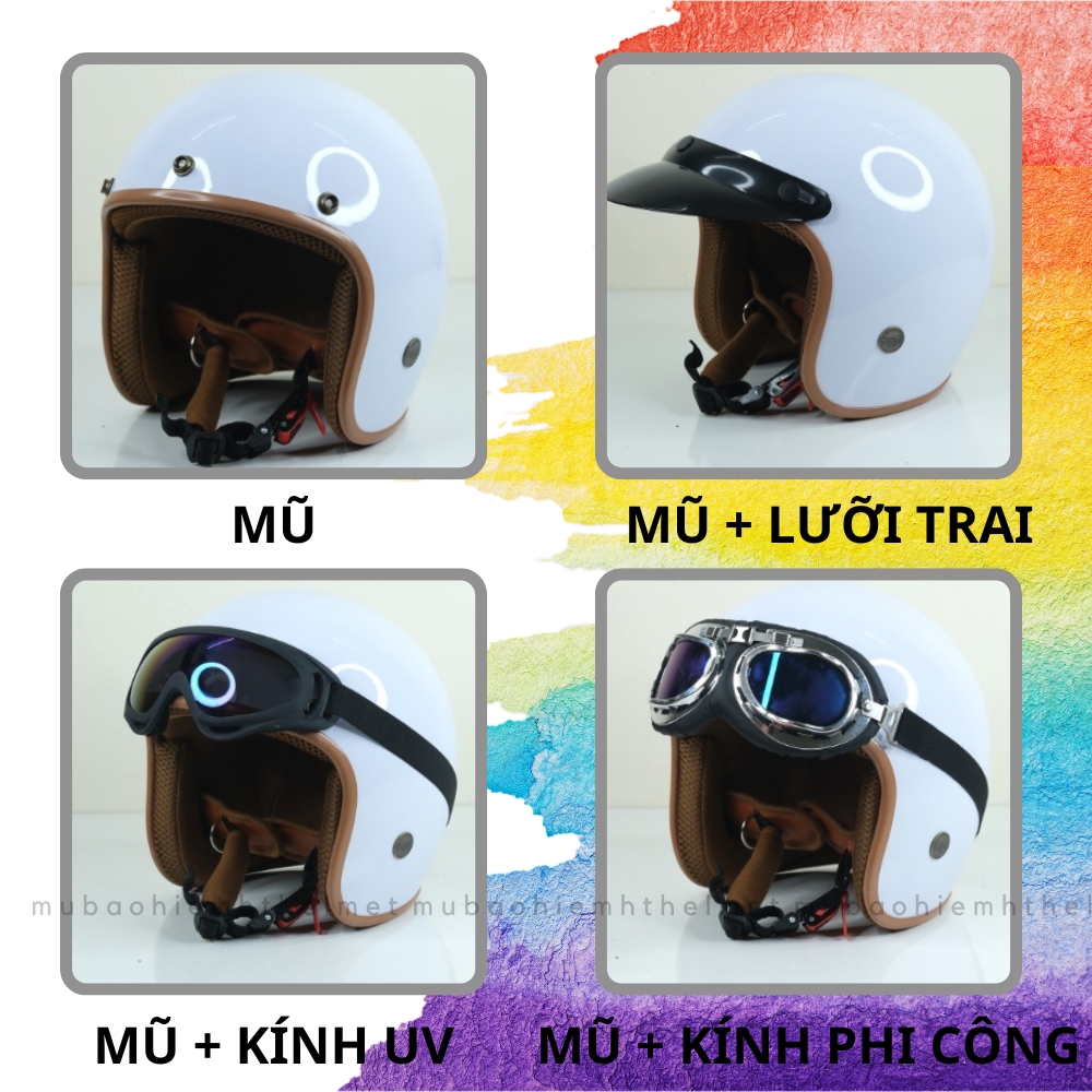 Mũ bảo hiểm 3/4 HT Helmet HP03 thời trang, cá tính, nhiều màu, Freesize ( 55-58.5cm) - Hàng chính hãng