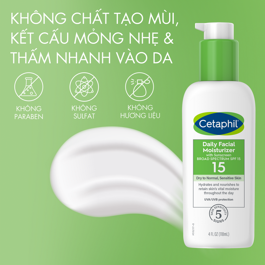 Kem dưỡng ẩm chống nắng cho da nhạy cảm SPF15 Cetaphil Daily Facial Moisturizer 118ml