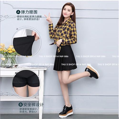 Chân Váy Tennis Dáng Ngắn Xếp ly lưng cao có quần lót trong Kiểu Xòe cực Xinh