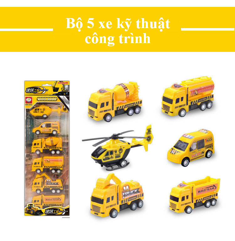 [Set 6] Đồ Chơi Mô Hình Ô Tô, Bộ 6 Xe Đồ Chơi Dây Cót