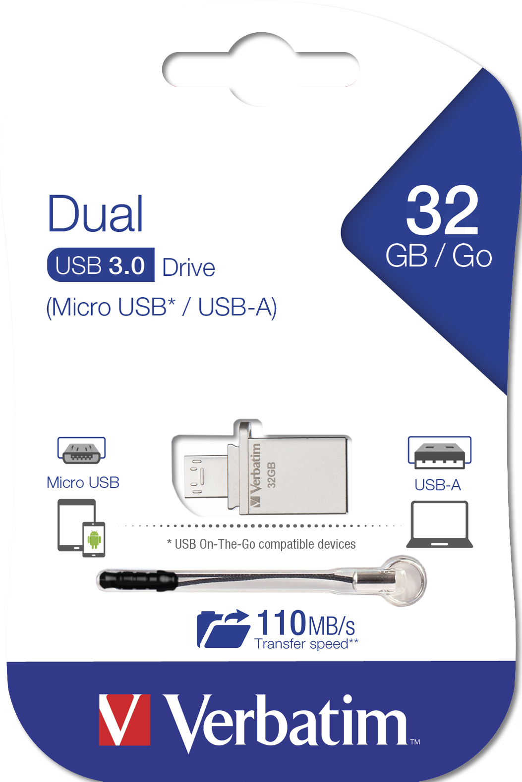 USB Verbatim Store'n' Go OTG Micro USB 3.0 32GB - Hàng chính hãng