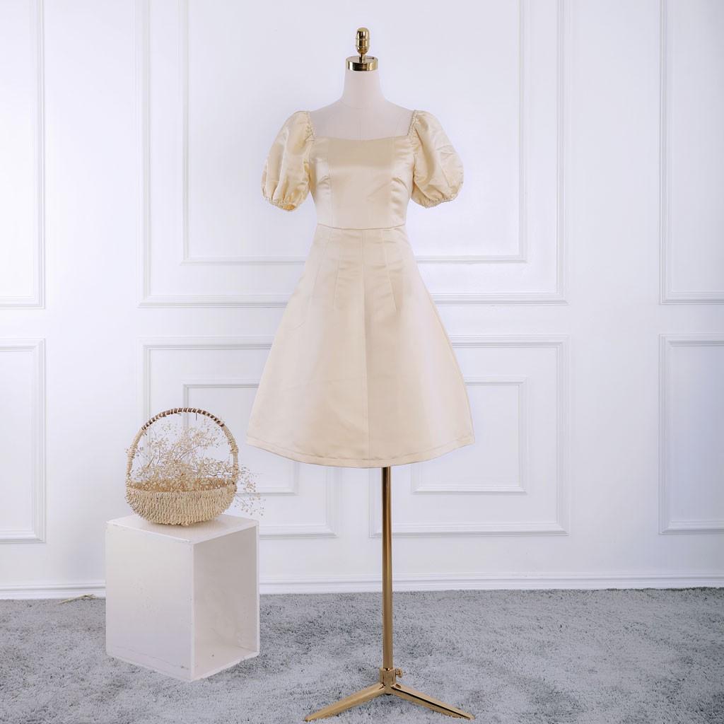 Đầm nữ cổ vuông tay bồng sang trọng - Váy nữ thiết kế TK FASHION DK877