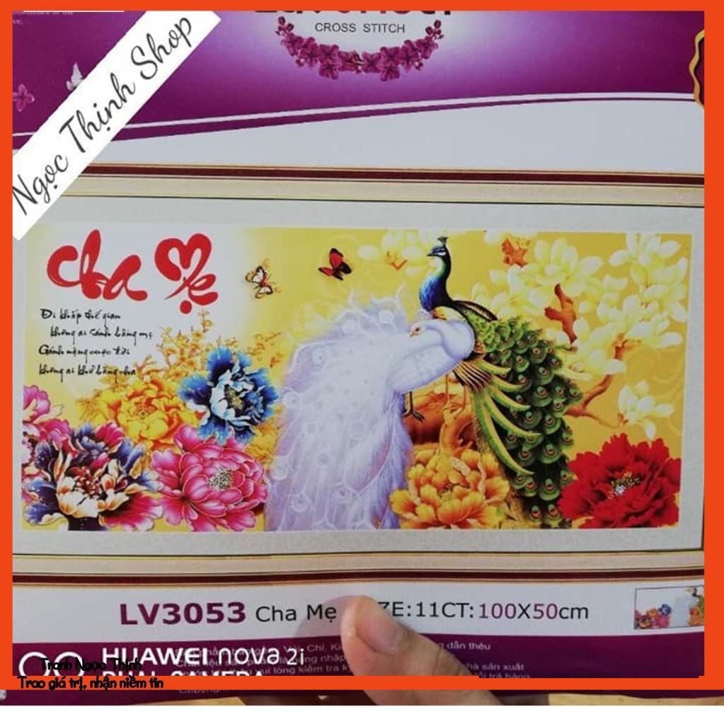 Tranh thêu Cha mẹ đôi công- LV3053- KT: 1mx50Cm