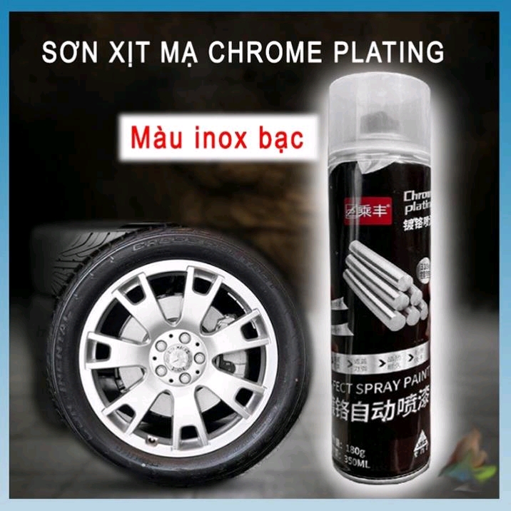 Chai sơn xịt phủ inox sáng bóng trang trí cho xe máy ô tô nhà cửa hàng cao câp 350ml