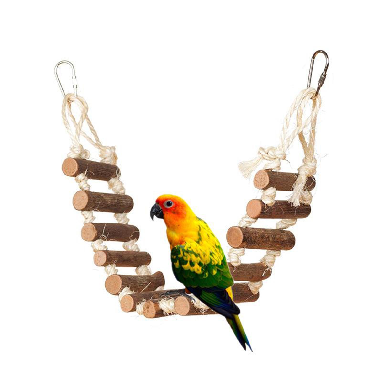Pet Ladder Bird Toys for Parrot Macaw African Greys Budgie Cockatiels Parakeet Hamster Rat Crawling Bridge Wooden Cage Funny Perch Trainning Swing Toy