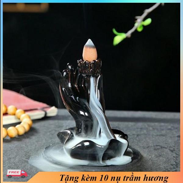 Thác khói trầm hương TAY PHẬT NÂNG HOA-tặng 10 nụ trầm hương