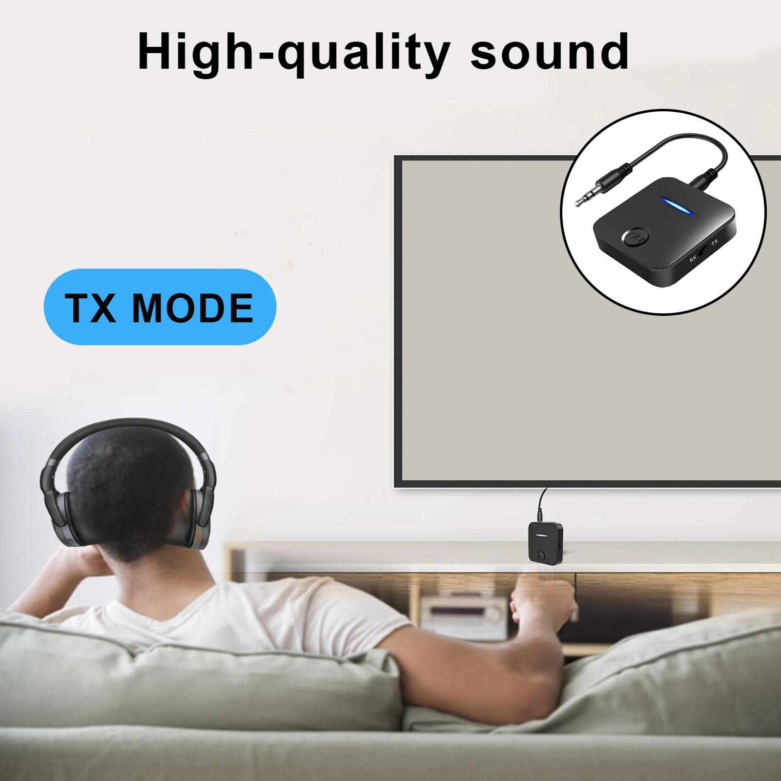 2x Wireless Bluetooth 5.0 Audio Transmitter Receiver Adapter SBC for TV PC Car