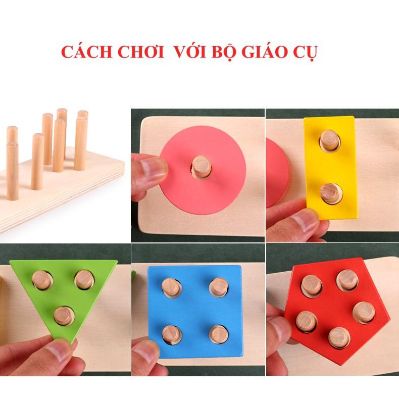 Giáo Cụ Montessori Bằng Gỗ FREESHIP- Bảng Phân Loại Màu Sắc Hình Khối