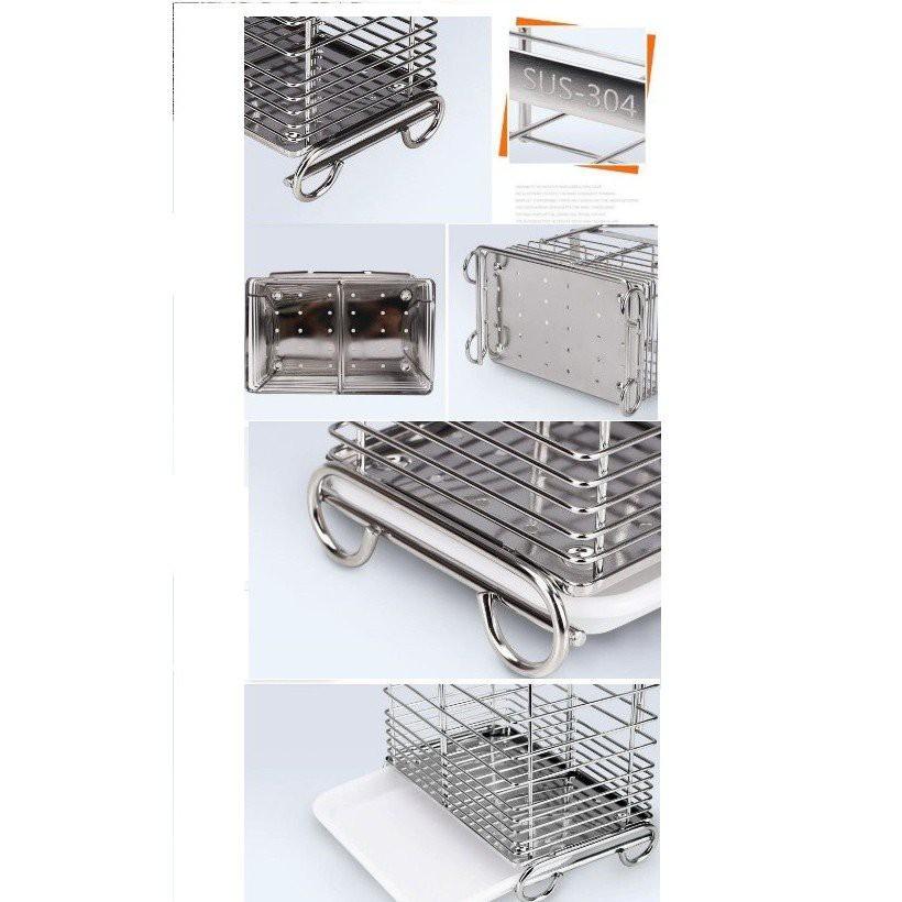 Giá inox đựng đũa thìa nhiều ngăn Ống đựng đồ dùng nhà bếp dán tường không cần khoan đục