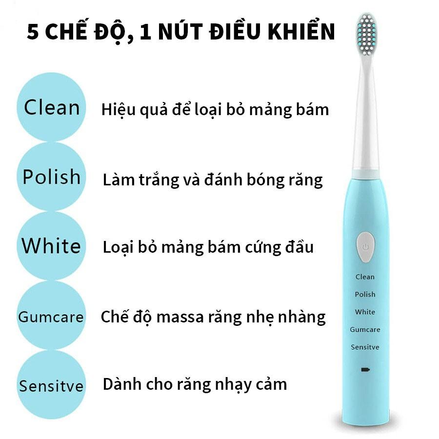 Free Ship Bàn Chải Đánh Răng Tự Động 5 Cấp Độ Phù Hợp Cho Người Lớn Và Trẻ Em - Bàn Chải Điện 5 Cấp Độ