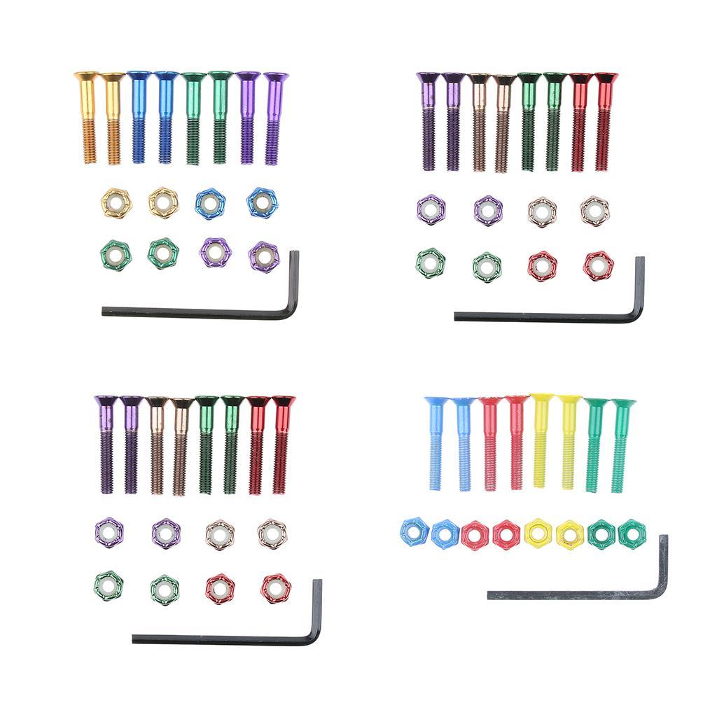 8pcs Replacement Skateboard Truck Hardware Set Longboard Screws Bolts Nuts