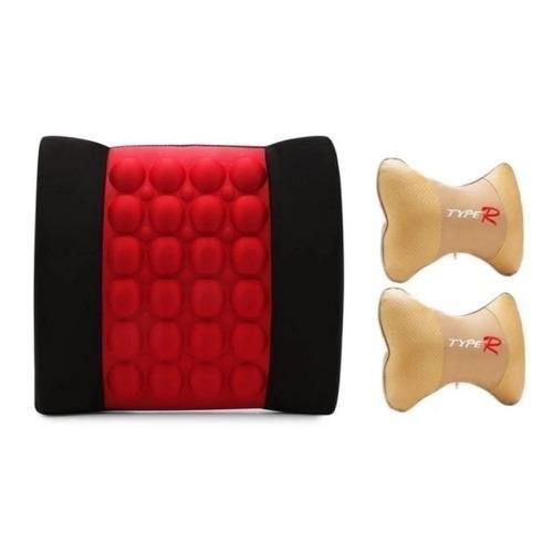 Bộ 1 đệm dựa lưng Massage điện và 2 gối đầu ghế xe bọc nỉ