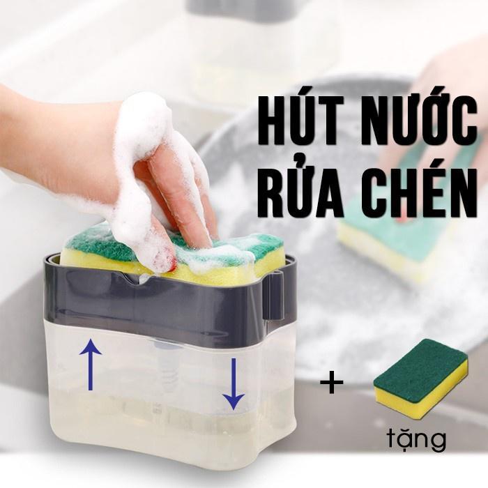 Khay Nhúng Đựng Đồ Rửa Chén Bát - Hộp Đựng Nước Rửa Chén Có Vòi Bơm Đa Năng Tiện Lợi