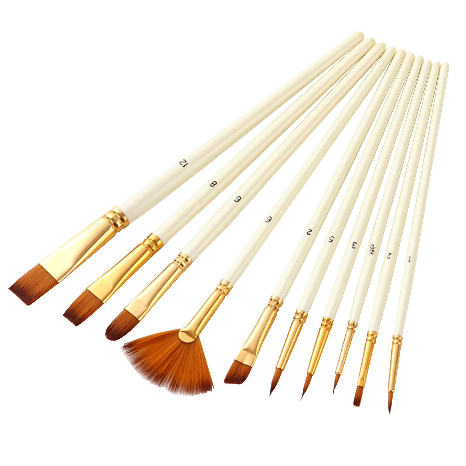 10 cái Bàn chải Sơn Nylon cho Nghệ sĩ Acrylic Aquarelle Bột màu Dầu màu nước