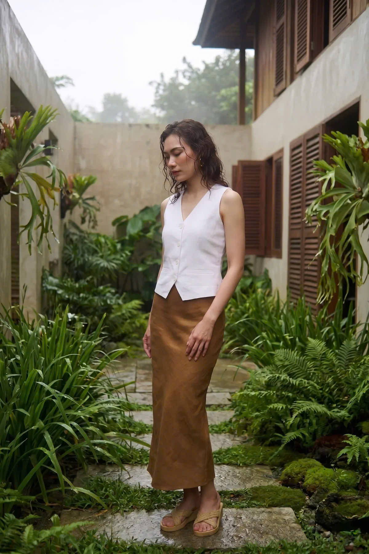 Áo Vest Gilet Linen Trắng An Nam TOP203 thời trang Hity