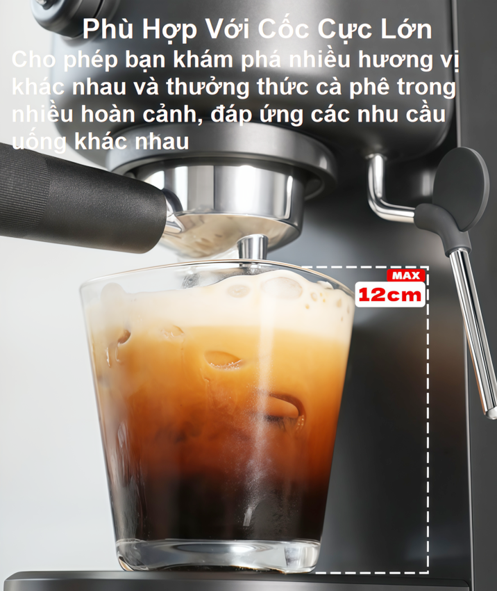 Máy pha cà phê Espresso, Cappuccino, Latte thương hiệu HiBREW H5B - Công suất 1500W, áp suất 15bar - Hàng chính hãng