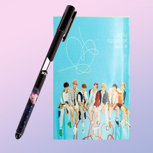 Set bút in hình BTS và sổ tay in hình BTS tặng sticker BTS