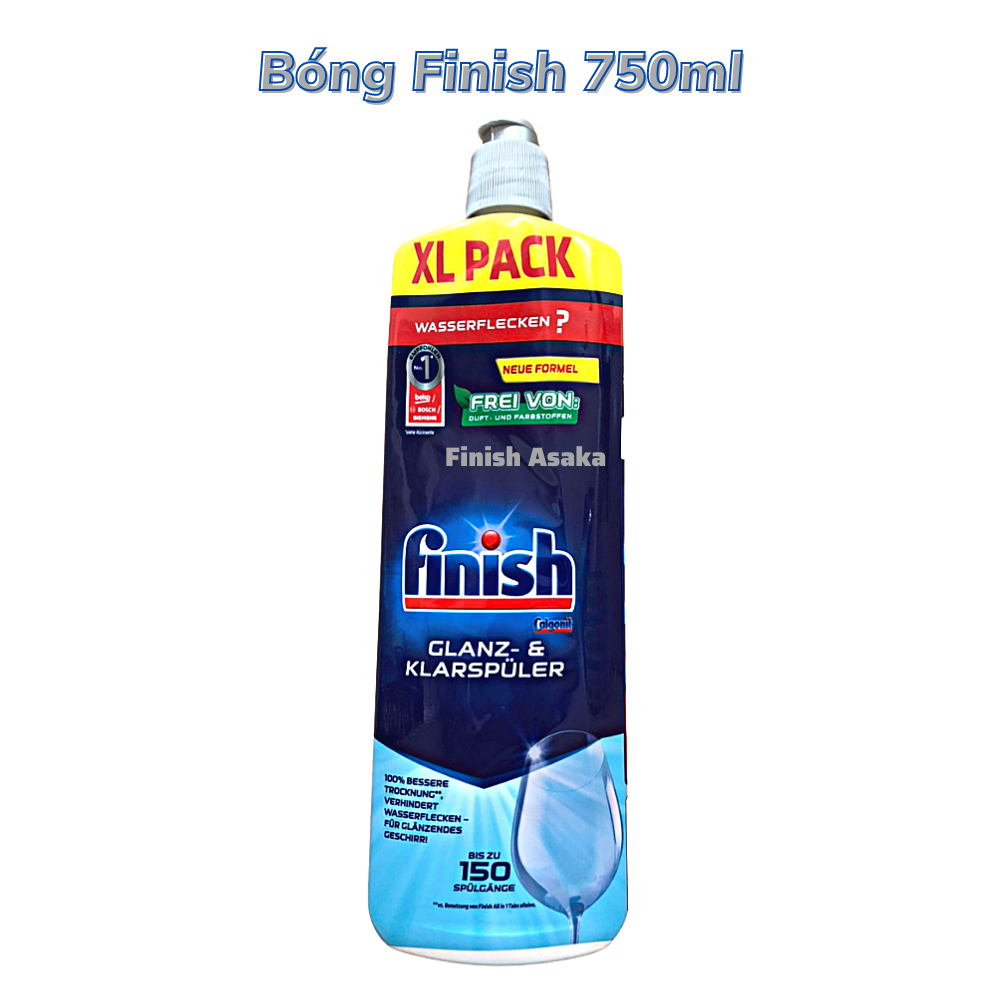 Combo rửa chén Finish : Nước làm bóng chai 750ml, Gel classic can 1,5 lít, Muối hộp 1,5kg - Chính hãng.