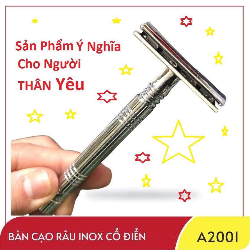 Dao Cạo Râu INOX Truyền Thống Phong Cách Vintage Cầm Chắc Tay Dễ Dàng Sử Dụng