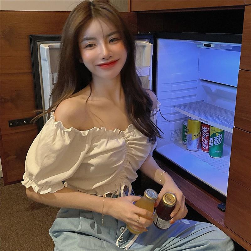Áo trễ vai croptop rút ngực ulzzang phong cách Hàn Quốc  Áo hở vai rúm ngực ulzzang C48 - Maoshop