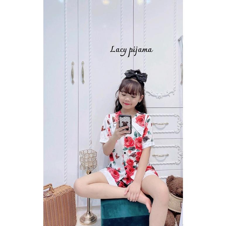 Đồ bộ bé gái, bộ pijama ngắn tay cho bé gái size 19-35kg chất lụa mango mềm mát