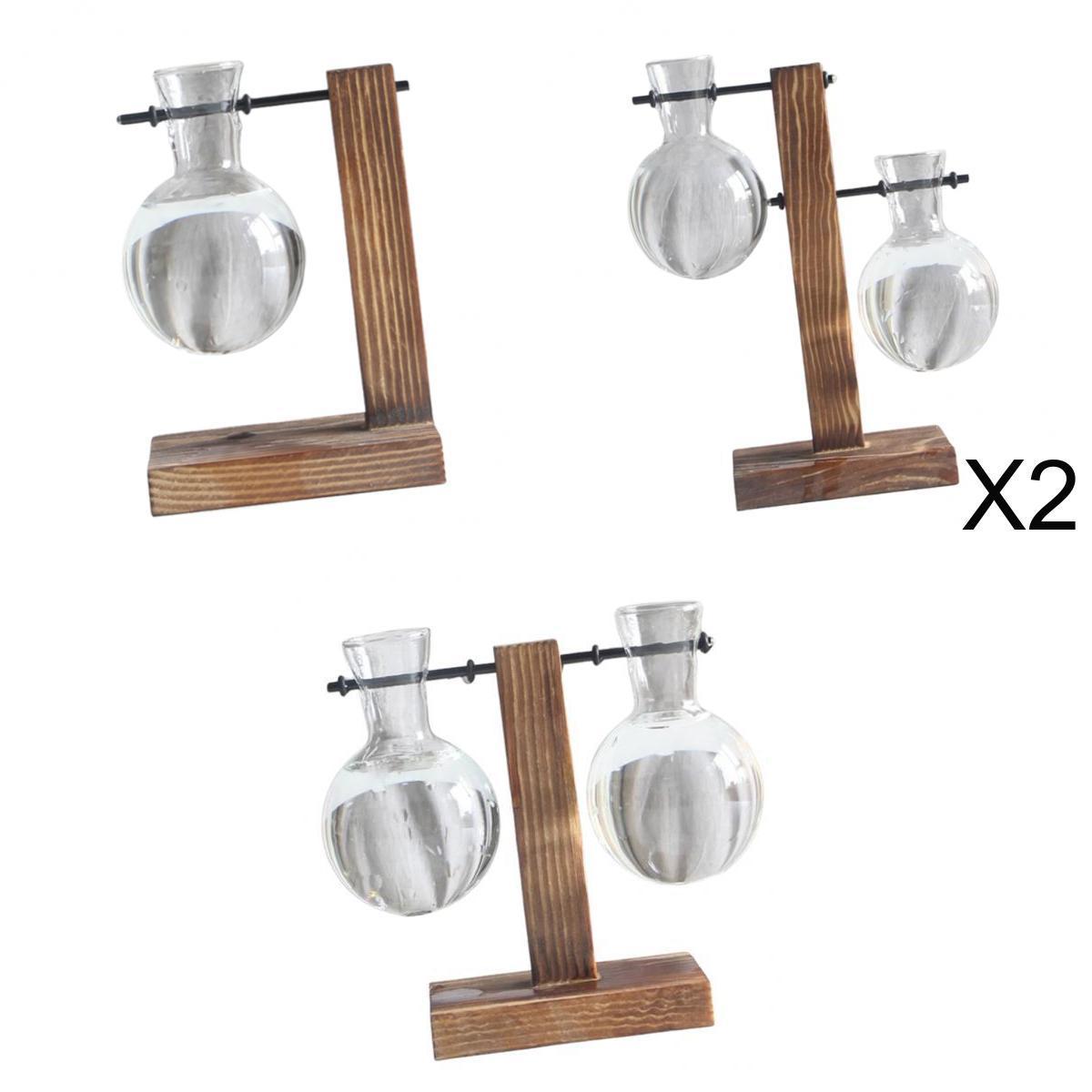 4x Test Tube Flower Vase Wooden Stand for  Plant Stand with Vases
