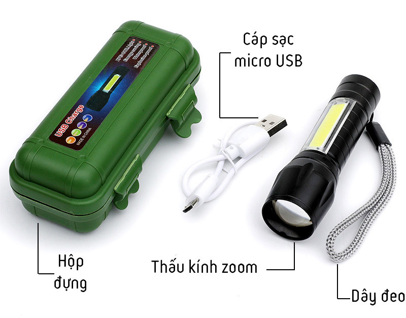 Đèn pin siêu sáng mini 2in1