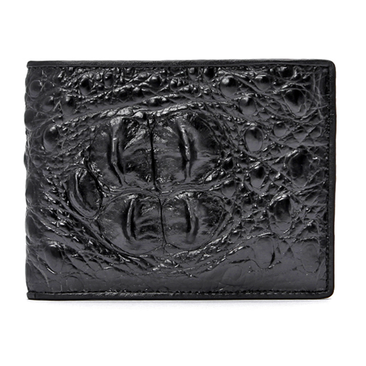 HT2213-14-15-49 - Ví nam Huy Hoàng da cá sấu gù đầu màu đen, nâu đỏ, vàng bò, nâu đất