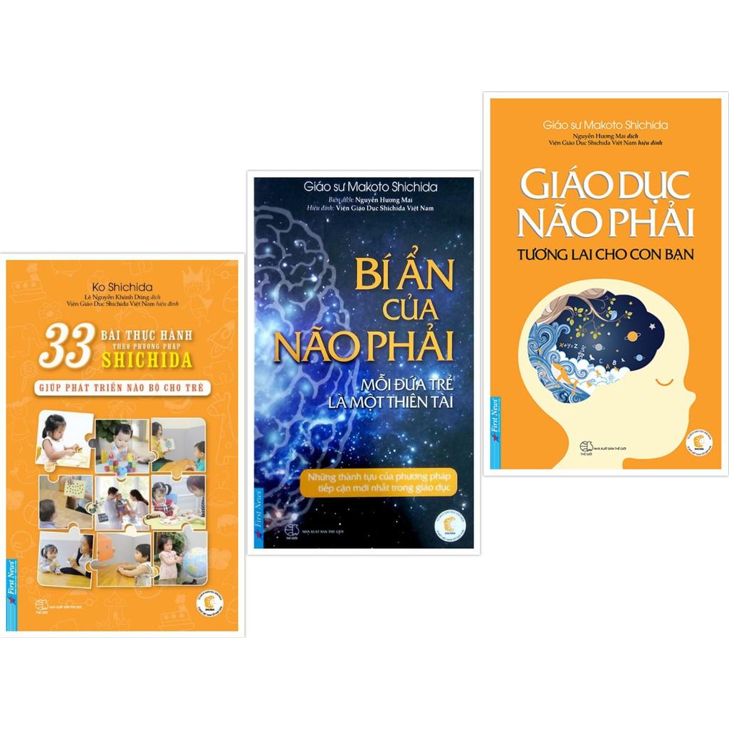 Sách - Combo 33 Bài thực hành theo phương pháp Shichida + Bí ẩn của não phải + Giáo dục não phải - FirstNews