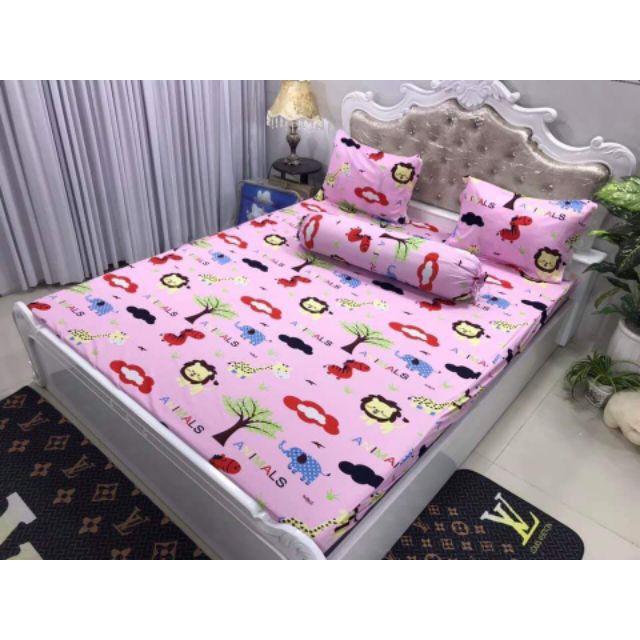 GA CHỐNG THẤM COTTON THUN NANO DÂY KÉO BỌC KÍN NỆM - HÌNH THÚ HỒNG