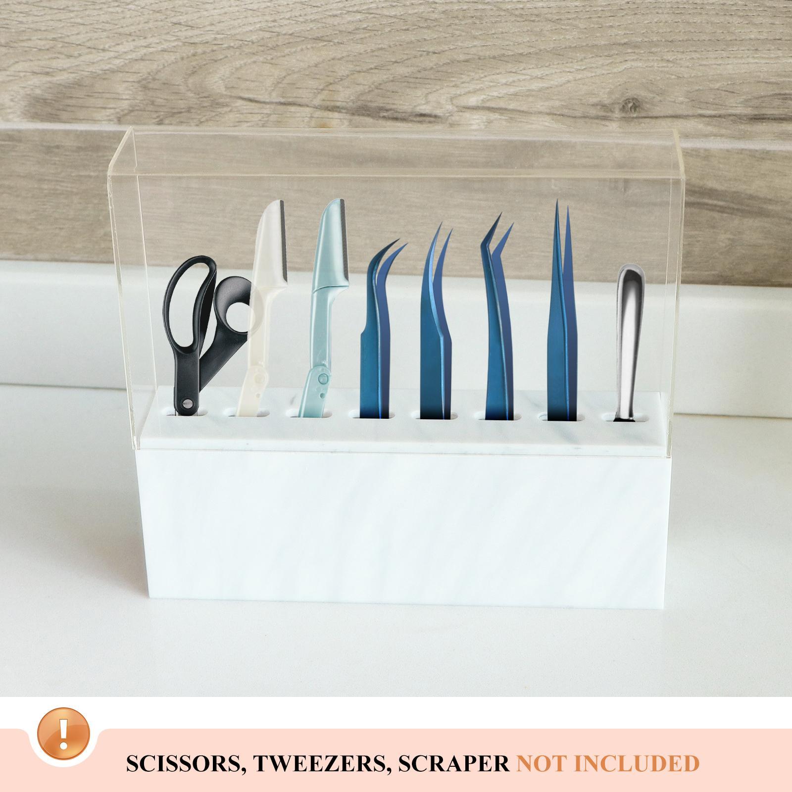 Eyelash Grafting Tweezers Acrylic Display Stand Holder Organizer White