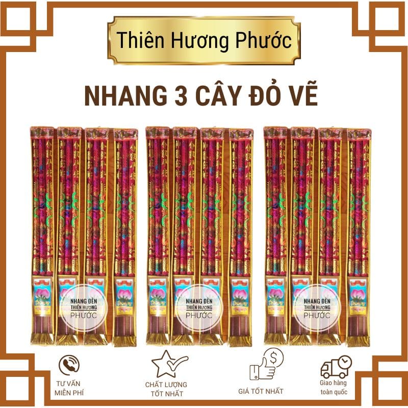 Nhang rồng 3 cây đỏ TQ cao 40cm 30cm