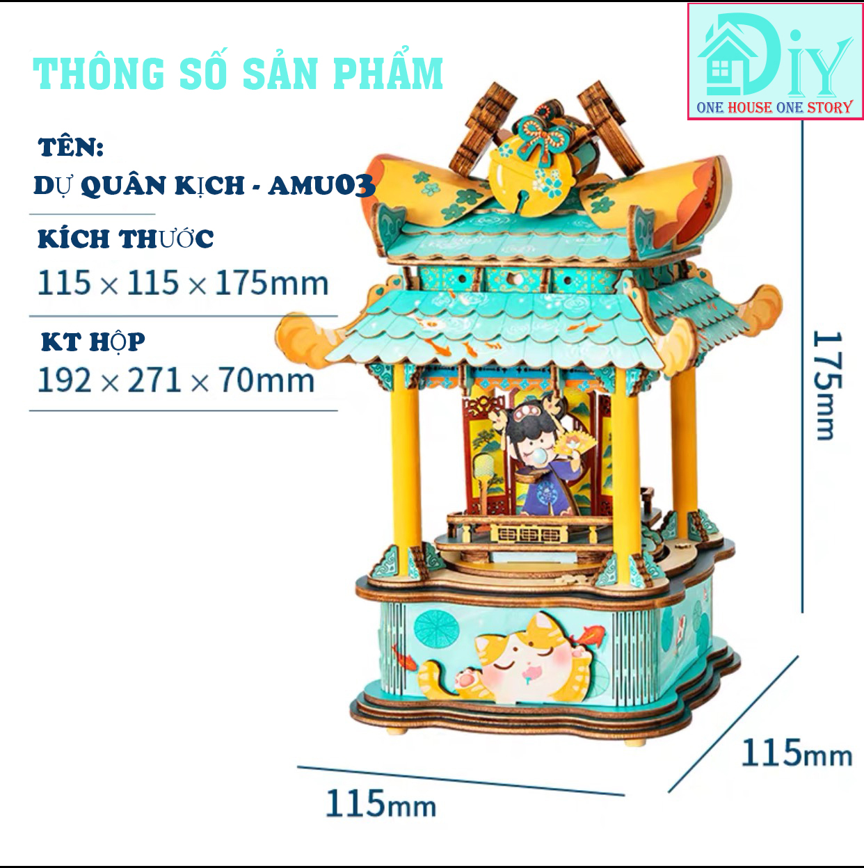 Hộp âm nhạc Robotime | Music Box NANCI tự lắp ráp bằng gỗ 3D DIY - AMU03 - Quà tặng sinh nhật giáng sinh tự làm bằng gỗ